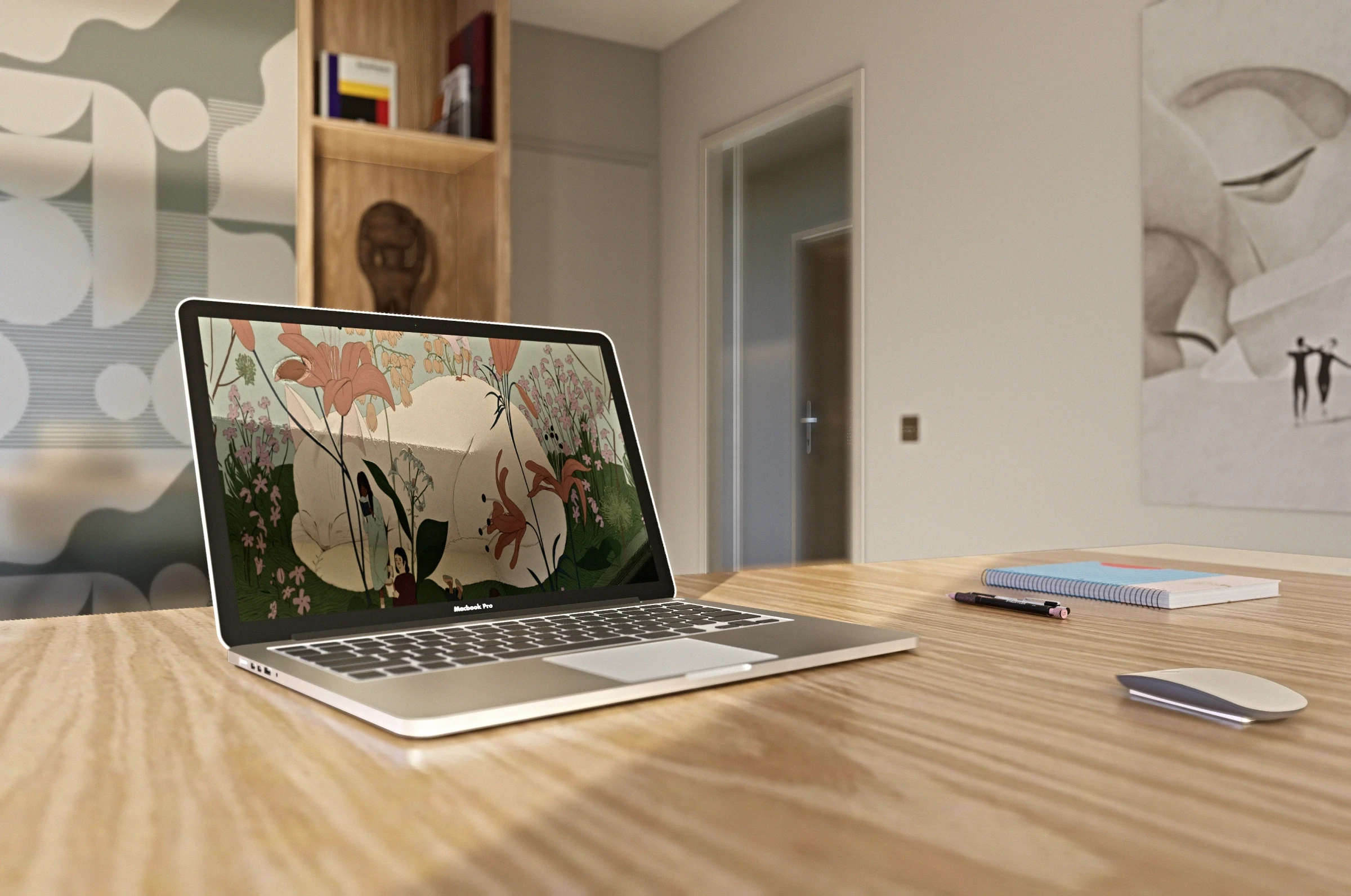 Visualisation 3D architecturale d'un bureau design