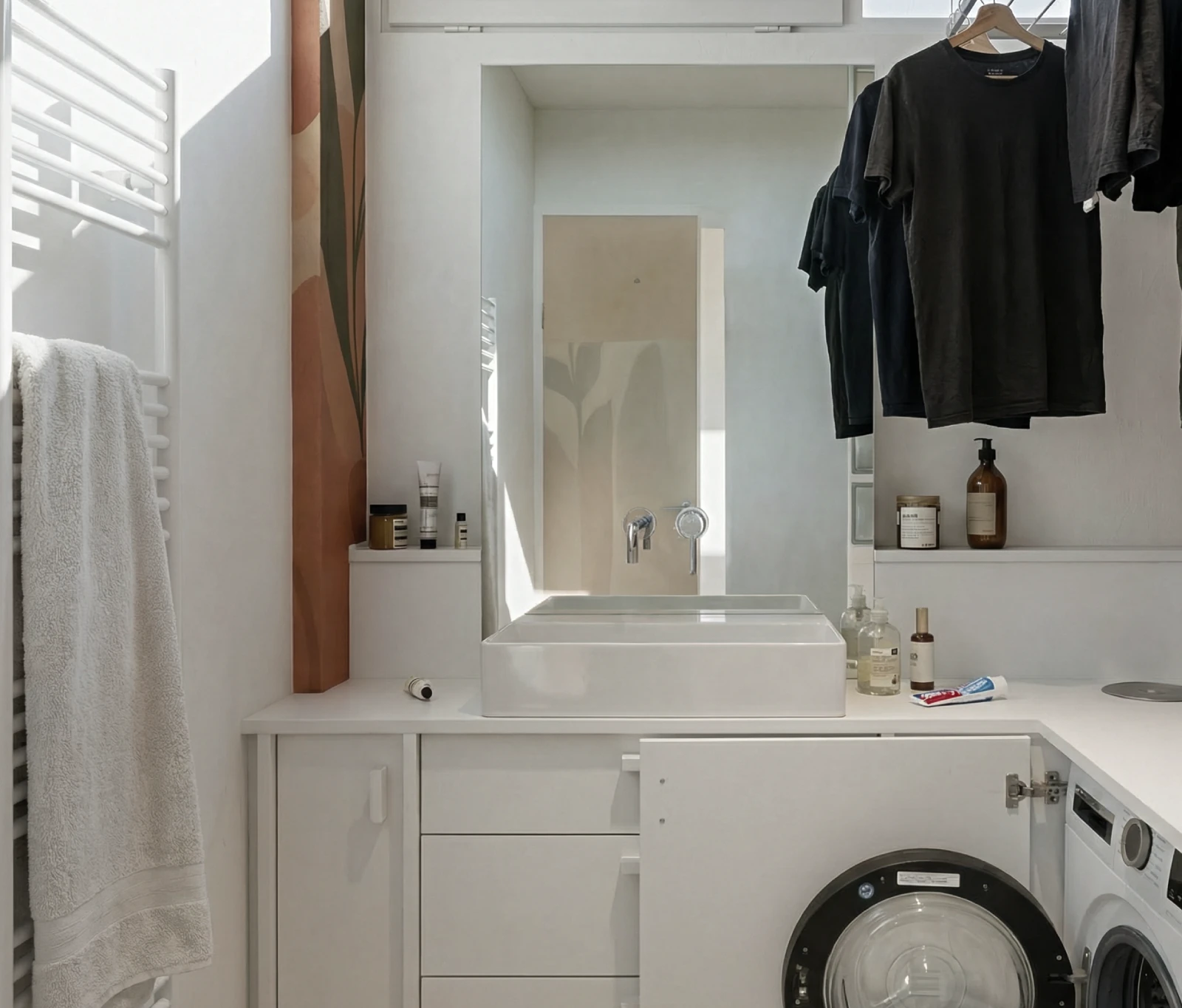 Rendu 3D photoréaliste d'une salle de bain contemporaine